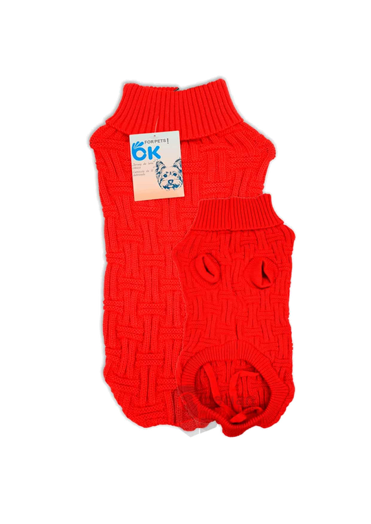 Maglione in maglia rosso per cani