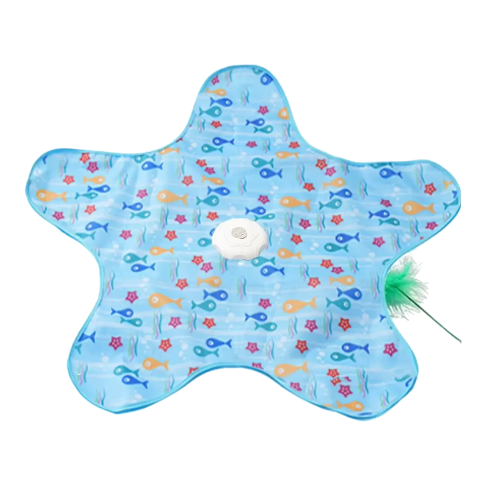 Gioco interattivo per gatti a forma di stella con piuma, blu