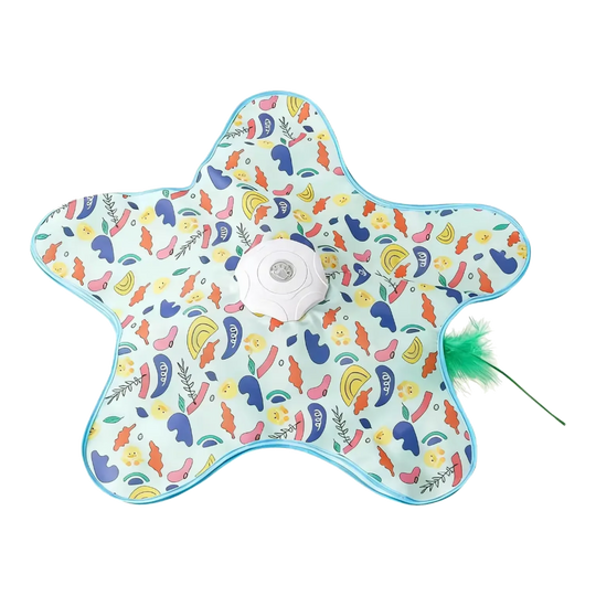 Gioco interattivo per gatti a forma di stella con piuma, fantasia multicolore