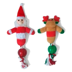 Gioco natalizio per cani Babbo Natale e renna di peluche