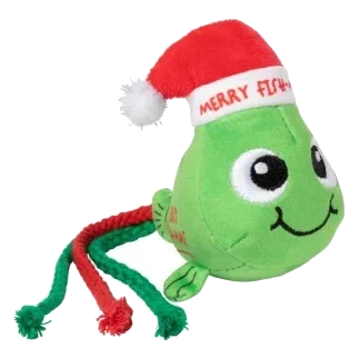 Gioco natalizio per gatti FuzzYard Merry Fishmas a forma di pesce natalizio