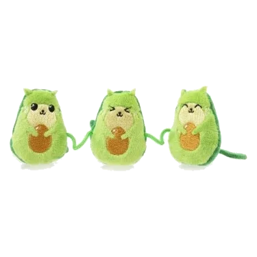 Gioco per gatti con erba gatta FuzzYard Avocatos, set da 3 su cordino