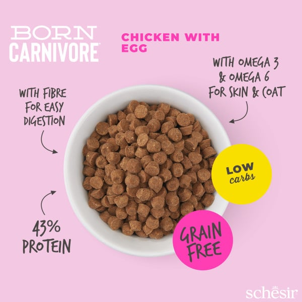 Crocchette per gattini Schesir Born Carnivore pollo con uovo, 1,25 kg – immagine 3