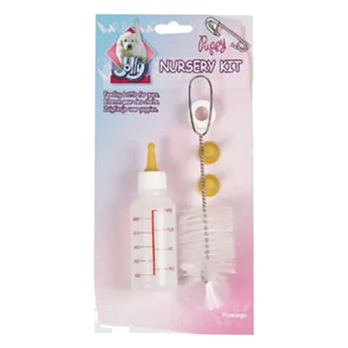 Kit biberon per cuccioli con 3 tettarelle e scovolino