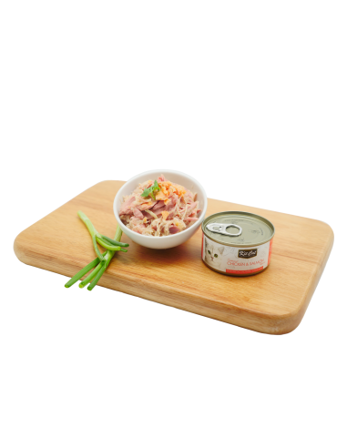 Cibo umido per gatti Kit Cat Toppers pollo e salmone in gelatina 80 g