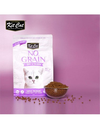 Crocchette per gatti senza cereali Kit Cat No Grain tonno e salmone, 1 kg