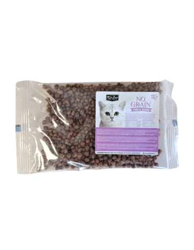 Crocchette per gatti senza cereali Kit Cat No Grain tonno e salmone, campione 50 g
