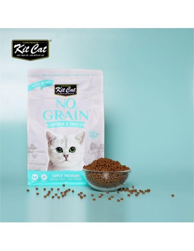 Crocchette per gatti senza cereali Kit Cat No Grain pollo e tacchino, 10 kg