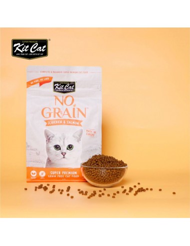 Crocchette per gatti senza cereali Kit Cat No Grain pollo e salmone, 1 kg