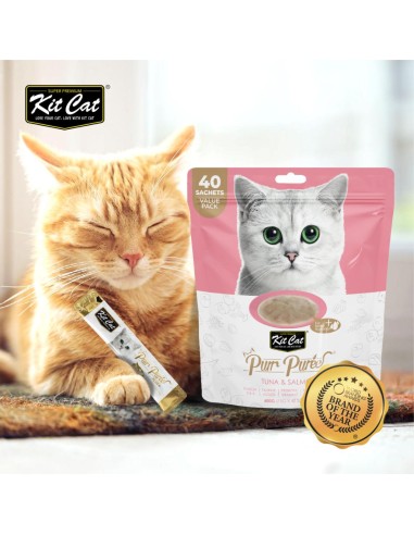 Snack cremosi per gatti Kit Cat PurrPuree tonno e salmone 40 x 15 g