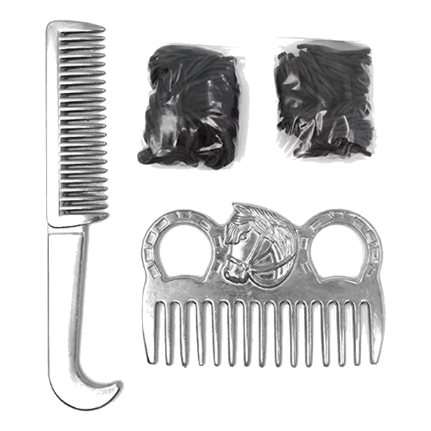 Kit pettini per criniera e coda con elastici per trecce
