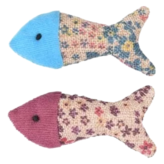 Pesci Marly blu e viola per gatti, 4 × 9 × 2 cm