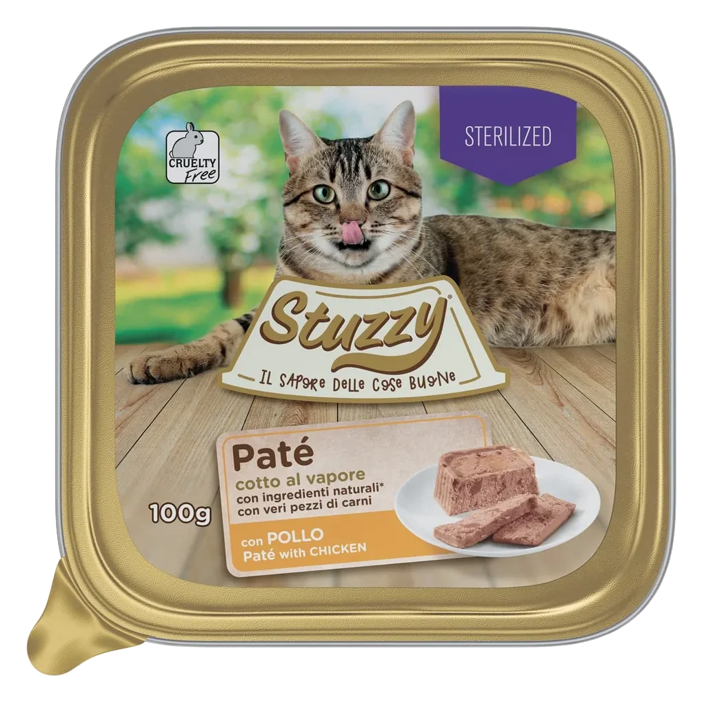 Cibo umido per gatti sterilizzati Mister Stuzzy Cat pollo, vaschetta 100 g