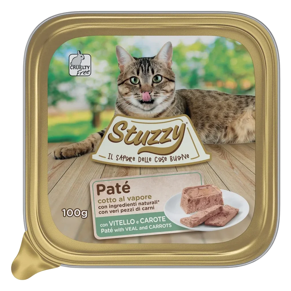 Cibo umido per gatti Mister Stuzzy Cat vitello con carote, vaschetta 100 g