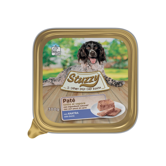 Cibo umido per cani Mister Stuzzy Dog anatra, vaschetta in alluminio