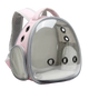 Mochila burbuja rosa para pájaros con ventana panorámica