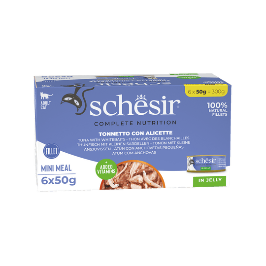 Cibo umido per gatti Schesir tonno con acciughe, 6 × 50 g, multipack