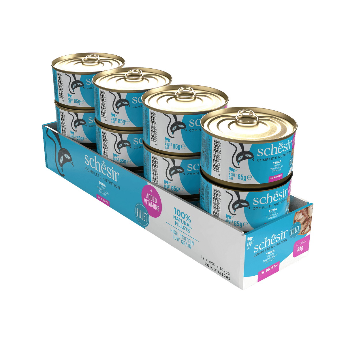 Cibo umido per gatti Schesir tonno al naturale, lattina 85 g – immagine 2