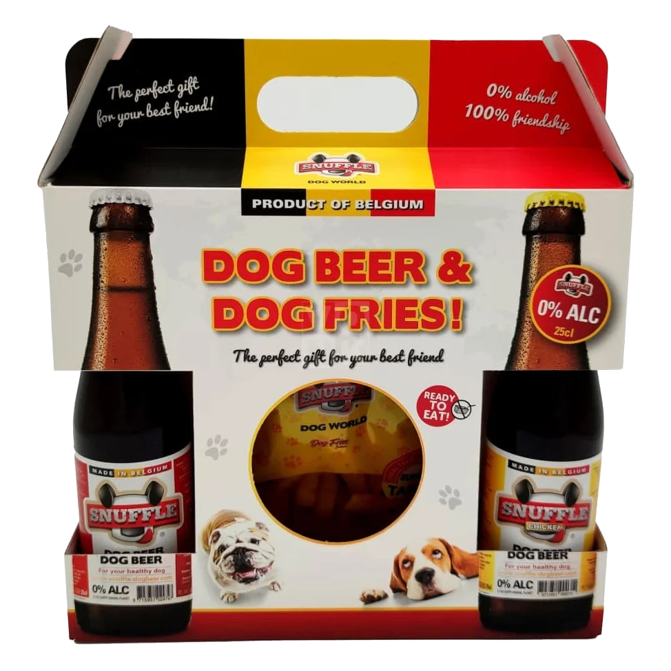 Confezione regalo Snuffle Dog birra e patatine per cani