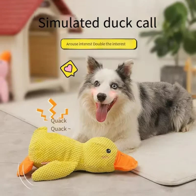Pato de peluche que patalea y hace cua para perros, recargable, vista de detalle 2