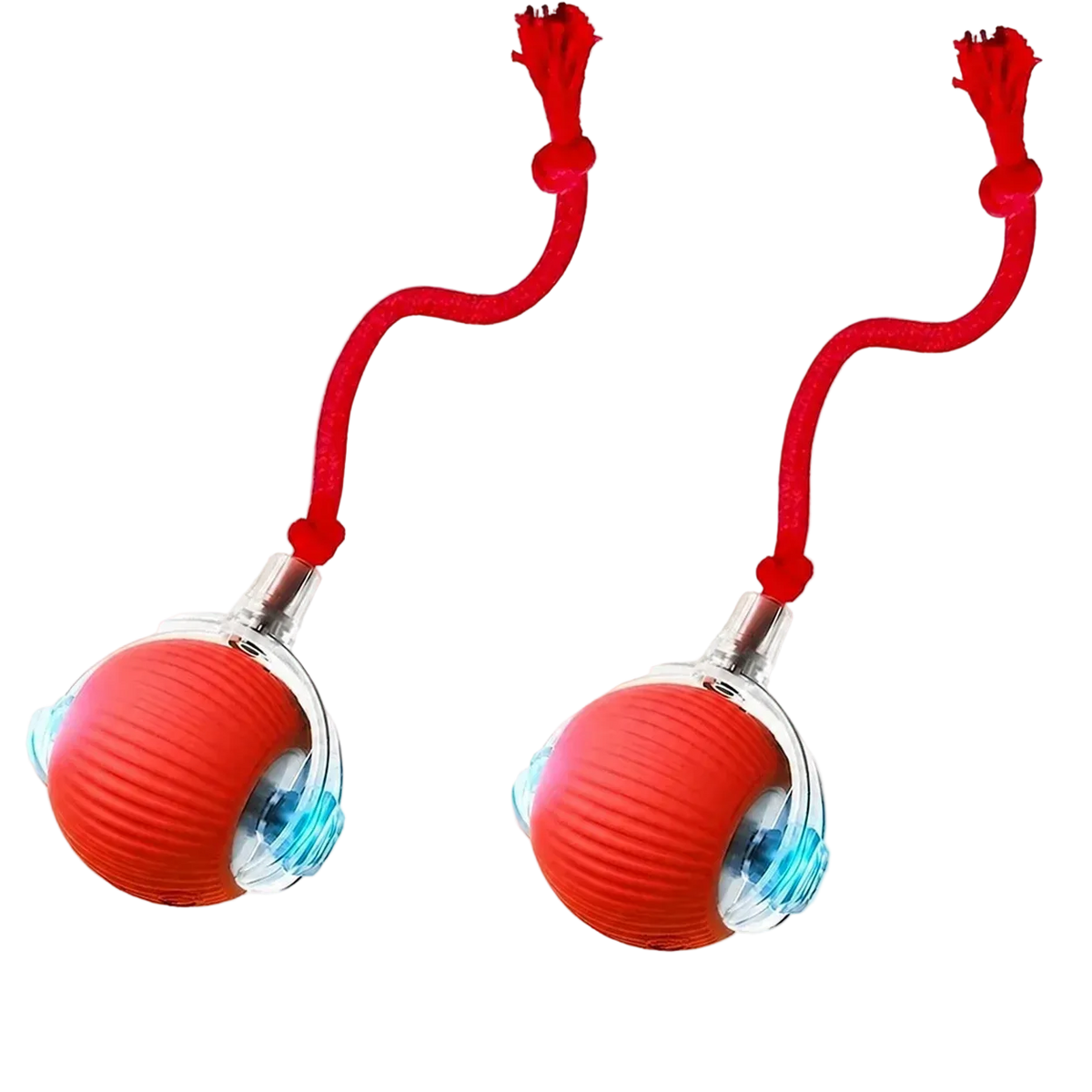 Pelota automática con cola para perros, recargable por USB, roja (pack de 2)