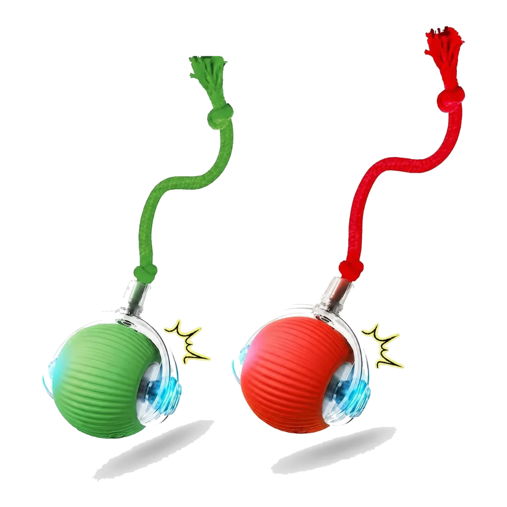 Set di palline automatiche per gatti rossa e verde con coda