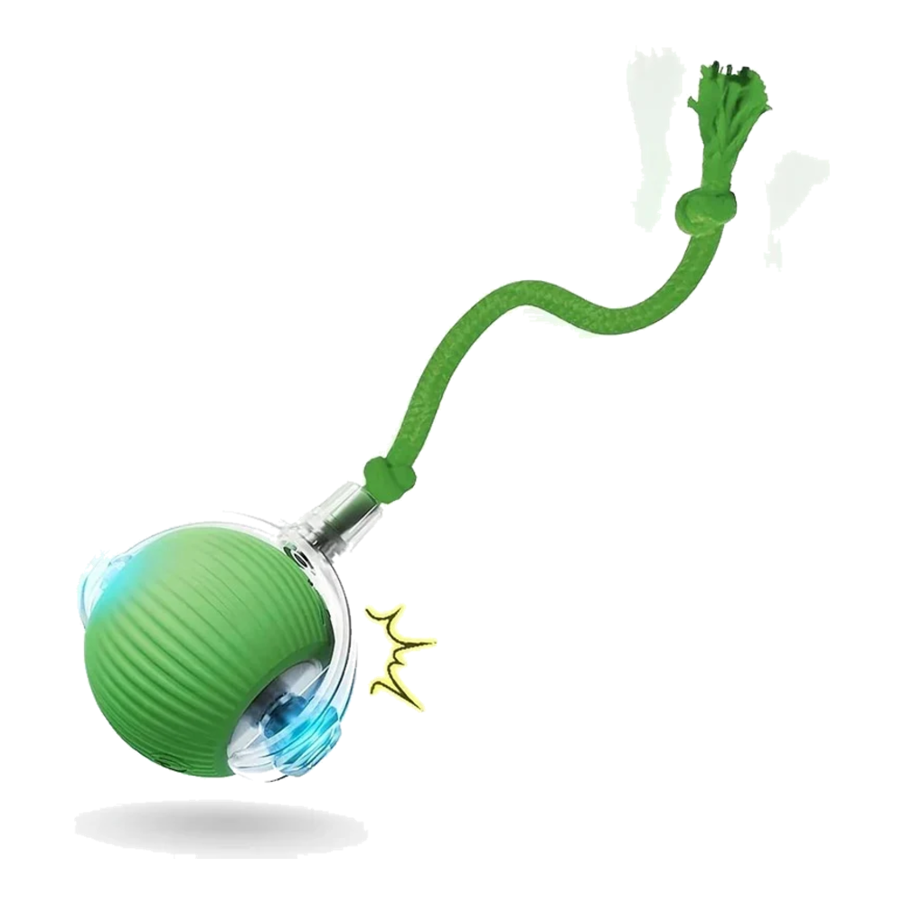 Pallina automatica per gatti verde con coda