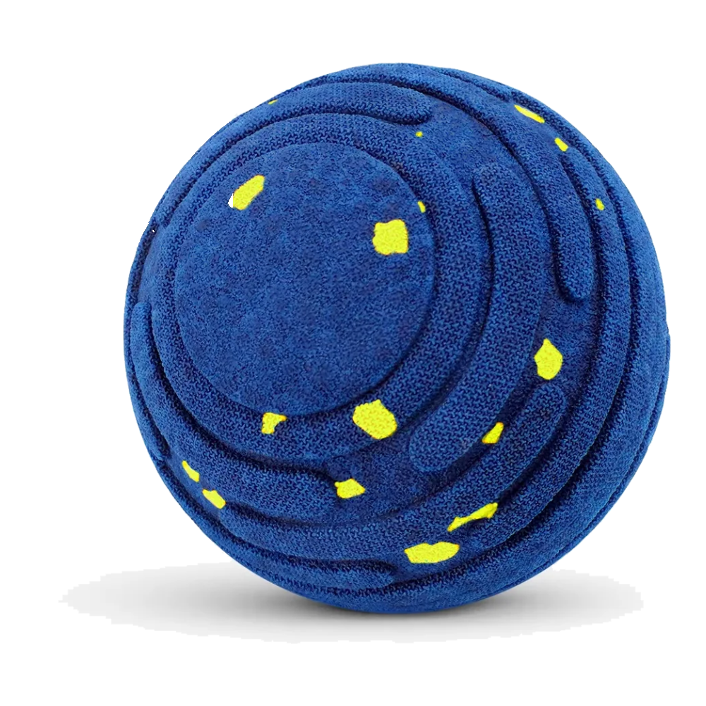 Palla interattiva per cani blu a pois gialli