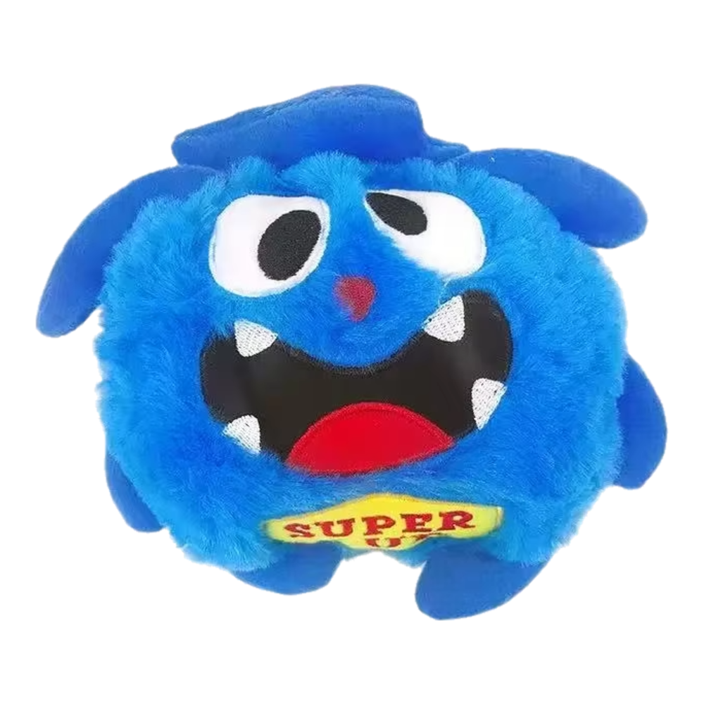 Palla interattiva per cani con rivestimento in peluche blu
