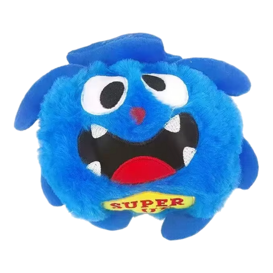 Palla interattiva per cani con rivestimento in peluche blu