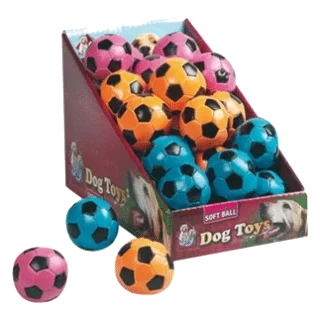 Palla per cani piccola con motivo calcio 6 cm, colori assortiti