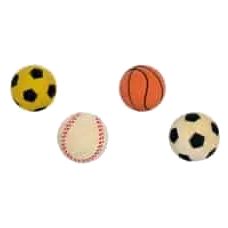 Palla per cani semirigida con motivi sportivi, 6 cm