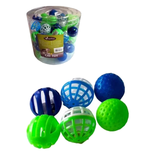 Palline in plastica 4 cm con campanellino in tubo per gatti