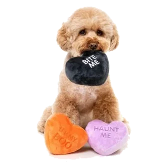 Peluche di Halloween per cani FuzzYard Spooky Candy Hearts, set da 3