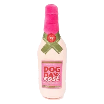 Peluche per cani FuzzYard bottiglia di vino Dog Day Rosé con squeaker