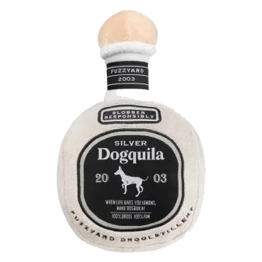 Peluche per cani FuzzYard bottiglia Dogquila con squeaker