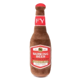 Peluche per cani FuzzYard Barking Beer a forma di bottiglia di birra