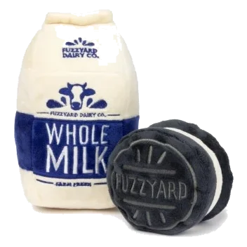 Peluche con suono per cani FuzzYard Milk & Cookie, confezione da 2