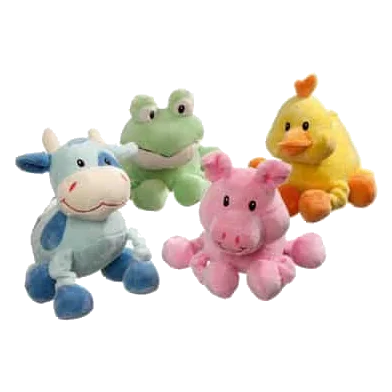 Peluche per cani animali 16 cm: papera, maiale, rana o pollo