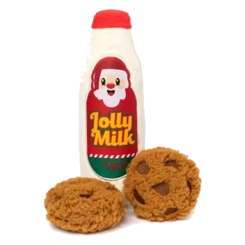 Peluche natalizi per cani FuzzYard Jolly Milk & Cookies, set da 3
