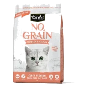 Crocchette per gatti senza cereali Kit Cat No Grain pollo e salmone, 1 kg