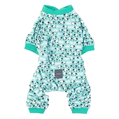 Pigiama per cani FuzzYard Counting Sheep verde