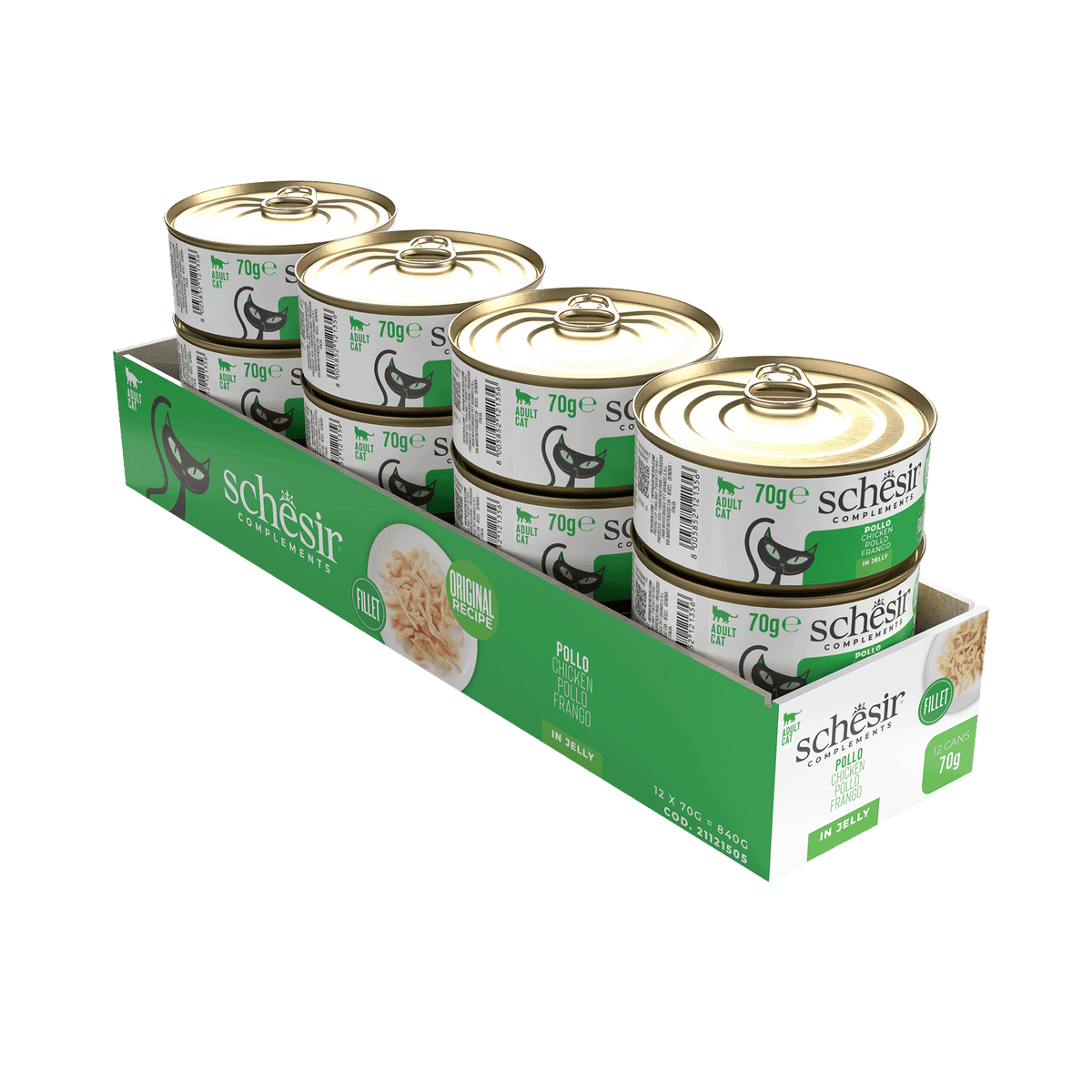 Cibo umido per gatti Schesir filetti di pollo in gelatina, lattina 70 g – immagine 2