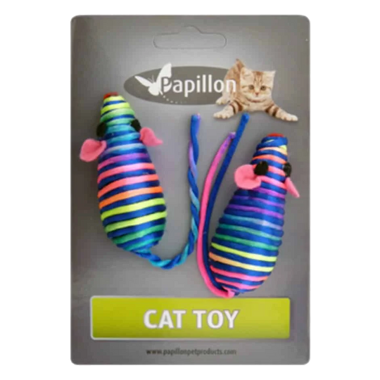 Topolini arcobaleno con campanellino per gatti, 7 cm, blister da 2