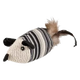Topolino bianco e nero con piume per gatti