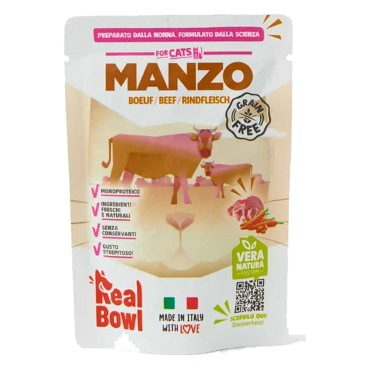 Cibo umido per gatti Real Bowl manzo fresco, 80 g