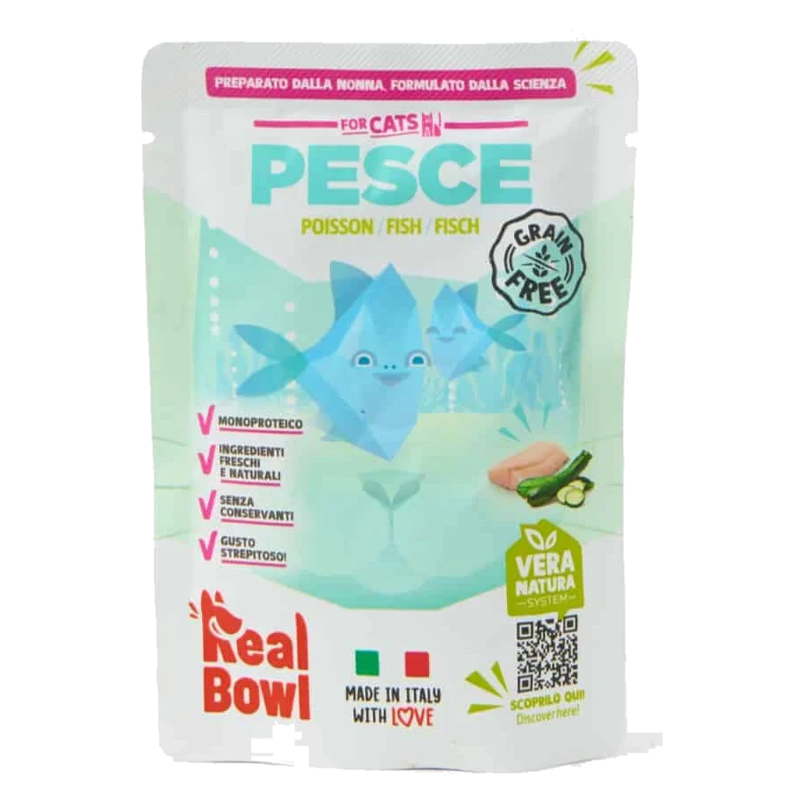 Cibo umido per gatti Real Bowl pesce fresco, 80 g