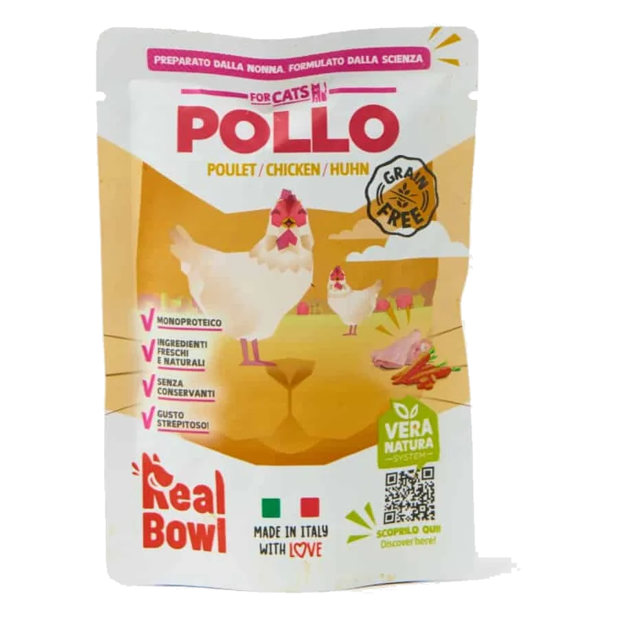 Cibo umido per gatti Real Bowl pollo fresco, 80 g