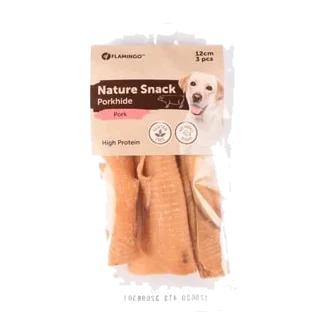 Rotolini di pelle di maiale disidratata per cani Flamingo 12 cm, 3 pz