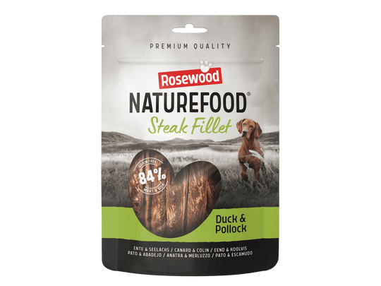 Rosewood Naturefood Steak Fillet anatra e merluzzo per cani, busta 100 g